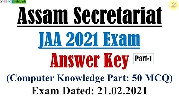 Assam Secretariat JAA 2021 Computer Knowledge Solved | Exam held on 21-02-2021