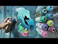 Ariel petite sirne glow in dark  spray paint art  par skech