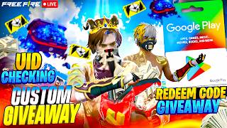 😱 FREE FIRE LIVE UID CHECKING 🔥 | DIAMOND & REDEEM CODE GIVEAWAY 💎 | CUSTOM LIVE ⚡