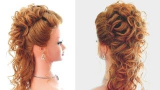 Curly wedding prom hairstyle for long hair.