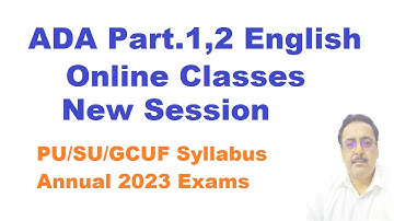 ADA BA English Part.1,2 Online Classes Annual 2023 Exams PU/SU/GCUF |  Classes New Session Starts