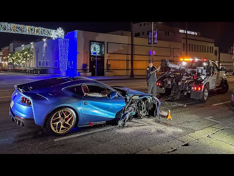 Michael B Jordan Crashes Ferrari 812 in Hollywood