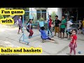 Fun creative game with basket on the head to catch ball  fun outdoor game
