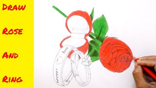 Valentine special how to draw valentine gift rose drawing ring drawing very easy