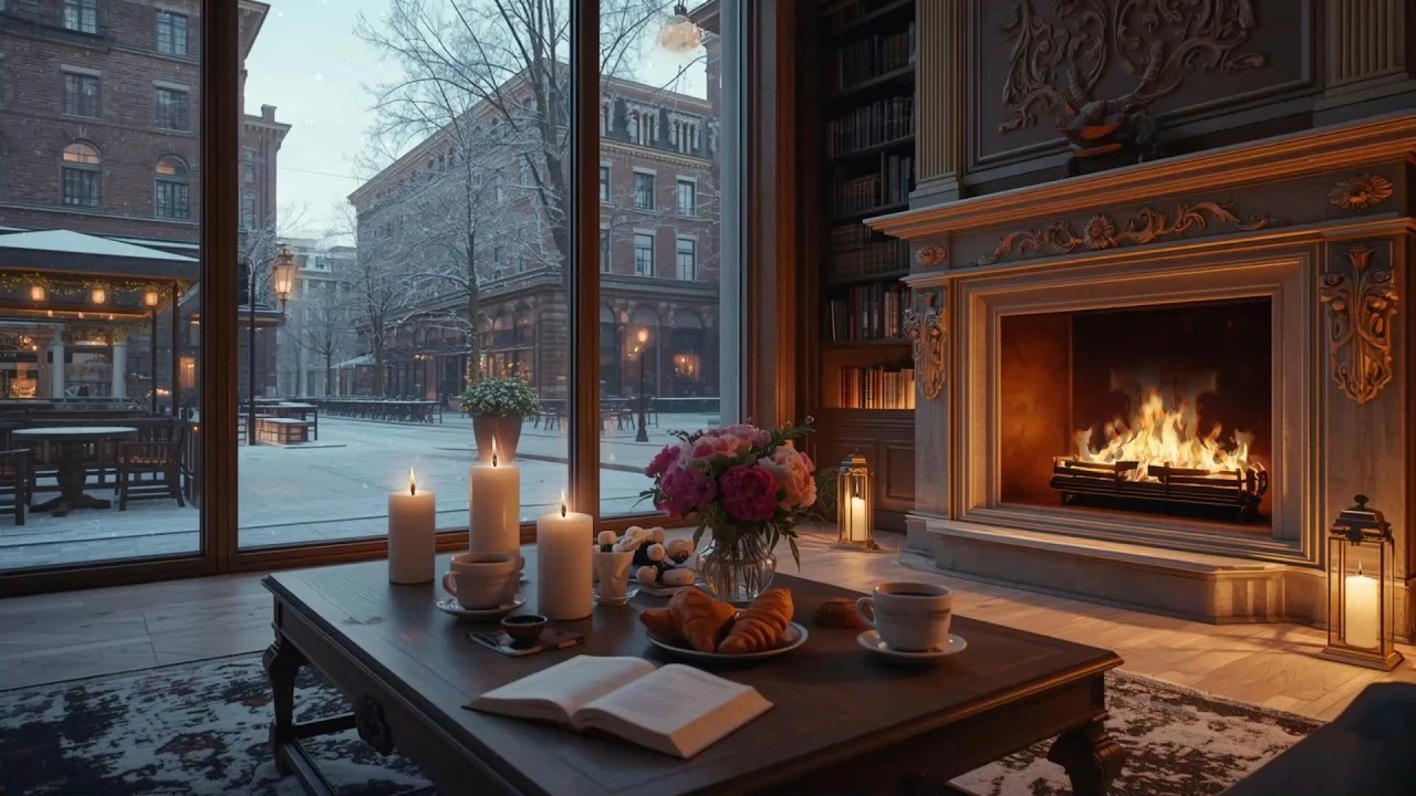 Relaxing Winter Jazz Lounge ❄️ Cozy Coffee Shop Ambience & Smooth Piano Music for Studying & Focus