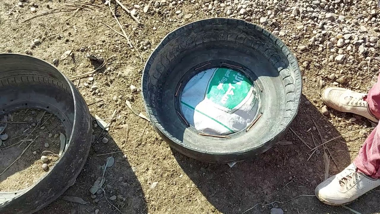 طريقة صناعة معلف من الاطارات القديمة