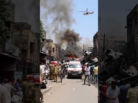 🔥 Ahmedabad Plane Crash Caught on Camera | Chaos, Fire & Rescue Ops 🚁 #ahmedabadcrash