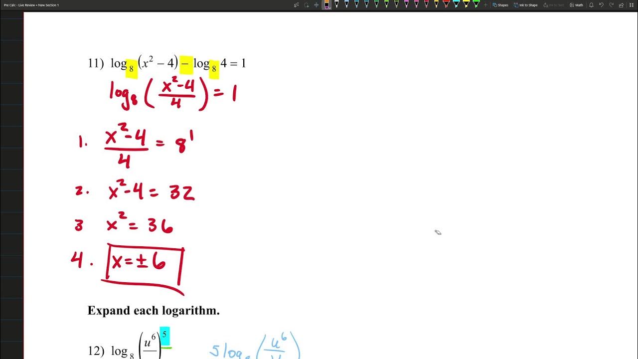 Pre Calculus Logarithms Test Review YouTube
