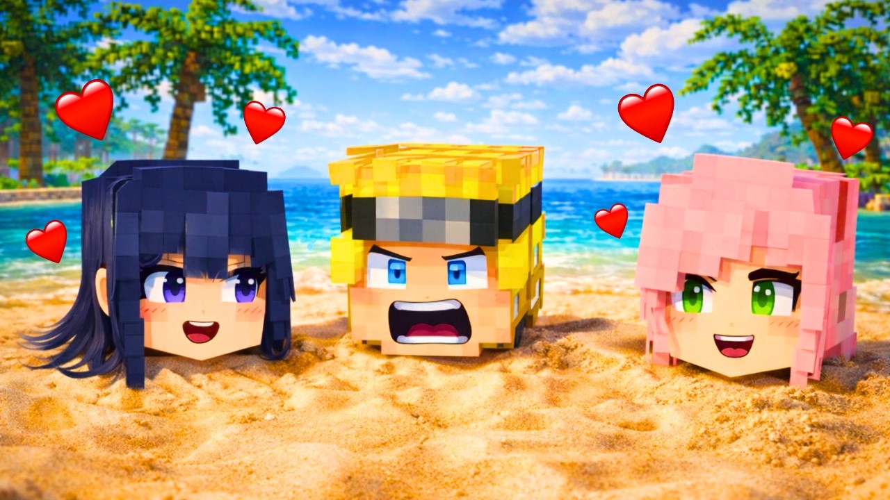 NARUTO E SASUKE FICOU PRESO na AREIAcom a HINATA E SAKURA no Minecraft