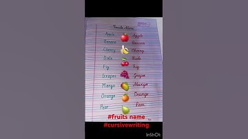 Fruits name in cursive writing | how to write cursive handwriting #youtubeshorts #cursive #shorts