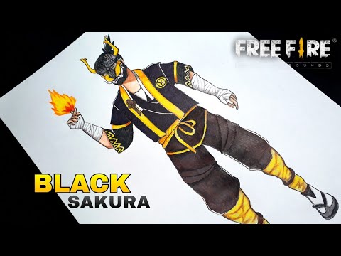 رسم حزمة ساكورا السوداء رسم بطاقة النخبة رسم فري فاير فنون كاكو