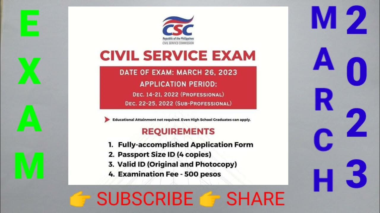 CIVIL SERVICE EXAM MARCH 2023 YouTube