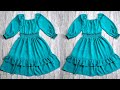 Elastic waist frock design  with elasticsleeves design cutting stitching tutorial in detail diy