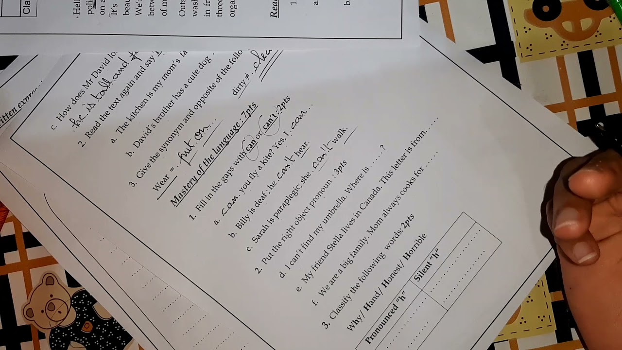 فروض الفصل الأول لغة انجليزية سنة ثانية متوسط