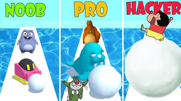 Noob vs Pro vs Hacker in Snowball.io | Shinchan , Jack , Bhalu and Bulbule plays Snowball.io