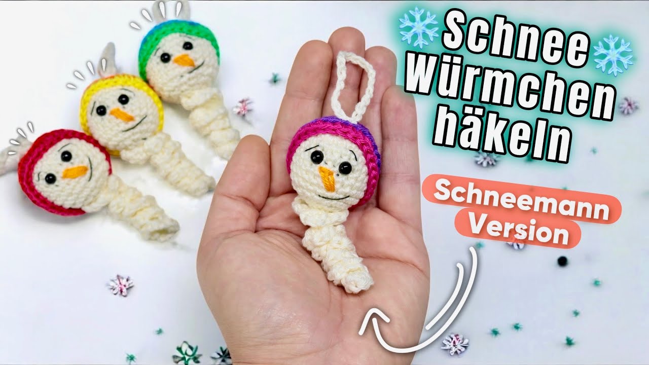 ❄️ Schneewürmchen häkeln⛄ -  Sorgenwürmchen | Glückswürmchen | Deko | Geschenk