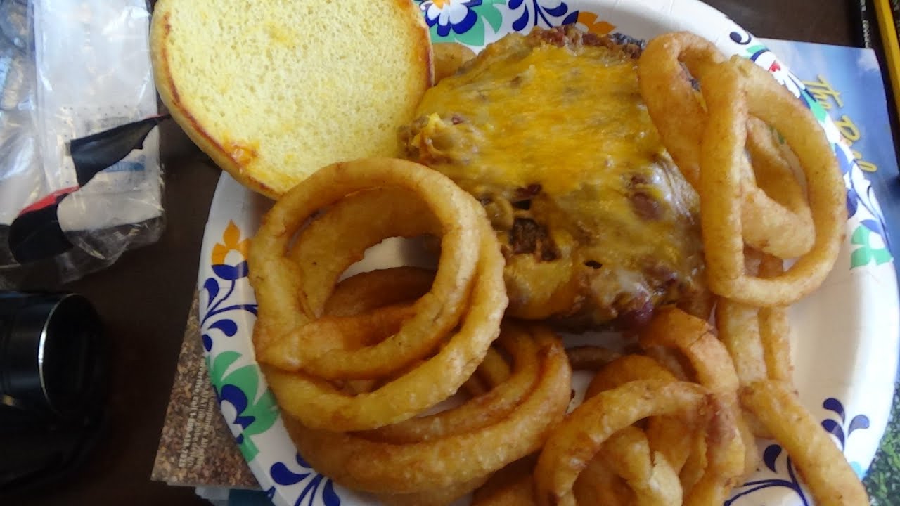 ASMR Eating Chili Cheese Burger/w Onion Rings