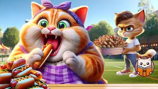 Grandma Cat Dominates The Hot Dog Eating Contest