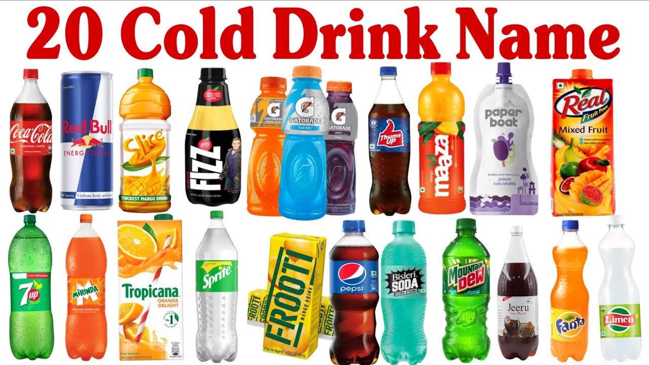 20 कोल्ड ड्रिंक्स के नाम सीखें बच्चों के लिए | Learn 20 Cold Drink Names for Kids with Pictures