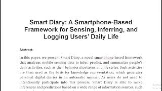 Smart Diary A Smartphone Based Framework for Sensing, Inferring, and Logging Users’ Daily Life screenshot 4