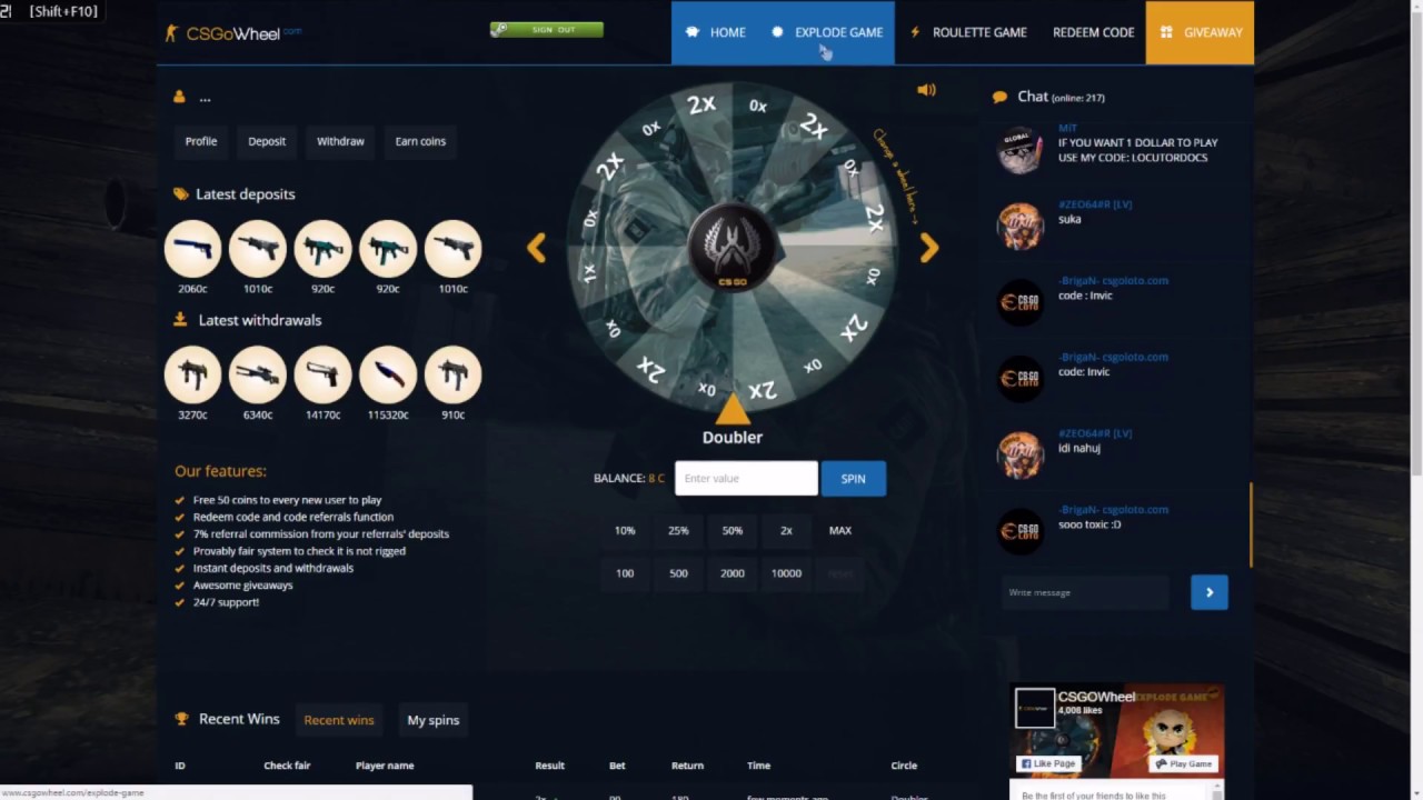 Refferal codes to free skins #2 - Csgowheel