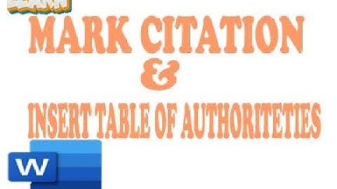 MARK CITATION & INSERT TABLE OF AUTHORITETIES USING MSWORD IN HINDI