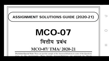 MCO 07 Ignou Solved Assignment 2020-21