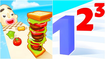 Sandwich Runner vs Number Master 3D - (NOOB VS PRO VS HACKER), Maths Games