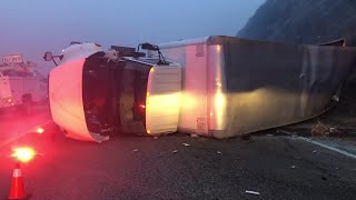 Overturned Big-Rig Truck Snarls Traffic On Highway 101 Near Buellton