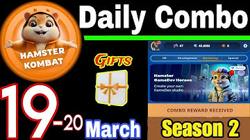 Hamster Kombat GameDev Heroes 🎮| 19-20 March Daily Combo 🧩 Season 2
