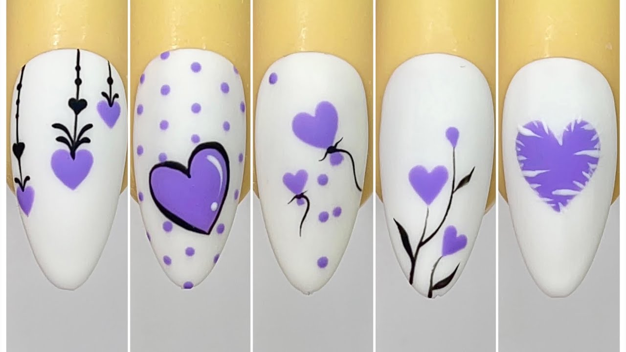 Heart Purple Nail Art StepbyStep💅 New Nails Art Compilation💝 New