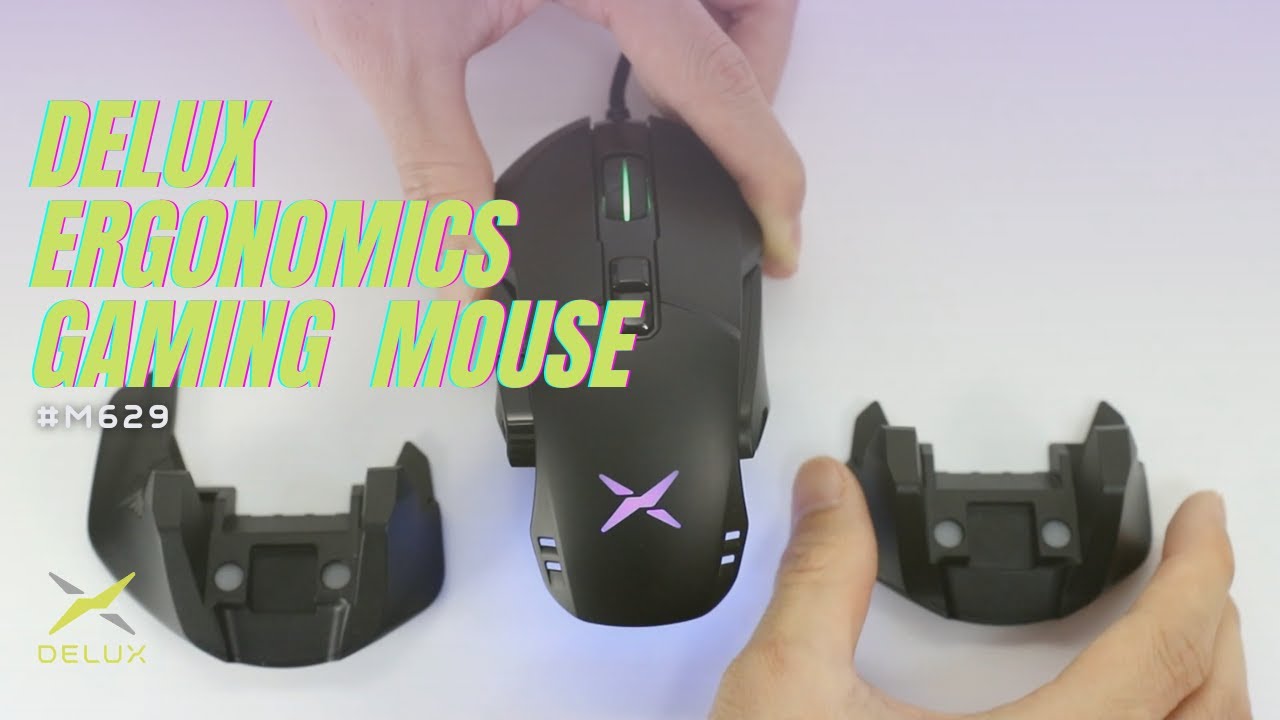 DELUX M629 GAMING MOUSE(Red Dot Award-prodcut design 2021) - 2 REAR BASE FOR DIFFERENT GRIP GESTURE