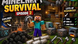 Minecraft Survival EP.2 ⛏️🔥 | Cave Exploration & Iron Tools Upgrade! | Gaming Brothers Studio