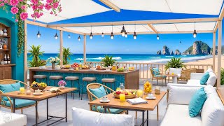 Happy Bossa Nova Jazz Music at Seaside Cafe Ambience with Ocean Wave Sounds for Relax, Stress Relief