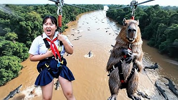 Capybara thi đu dây zipline với Mai béo và cái kết #capybara