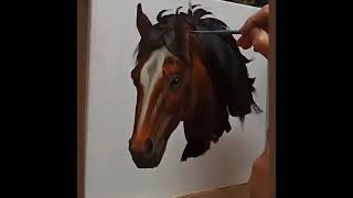 Живопись, портрет гнедого коня