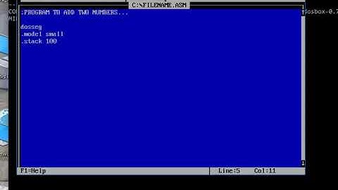 ASSEMBLY LANGUAGE PROGRAM TO ADD TWO NUMBERS...(DOS BOX)