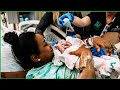 The woman gives birth then doctor calls the 911 urgently