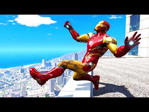 IRON MAN CRAZY JUMPS/FALLS (GTA 5 Iron Spider-Man Best Gameplay) #2
