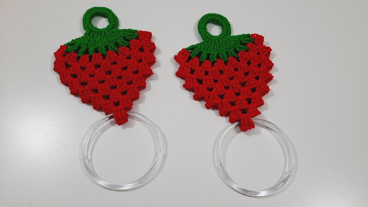 PORTA PANO DE PRATO DE CROCHÊ  MORANGO 🍓 RÁPIDO E FÁCIL