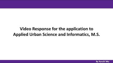 NYU CUSP | Video Response by Yunzhi Wu
