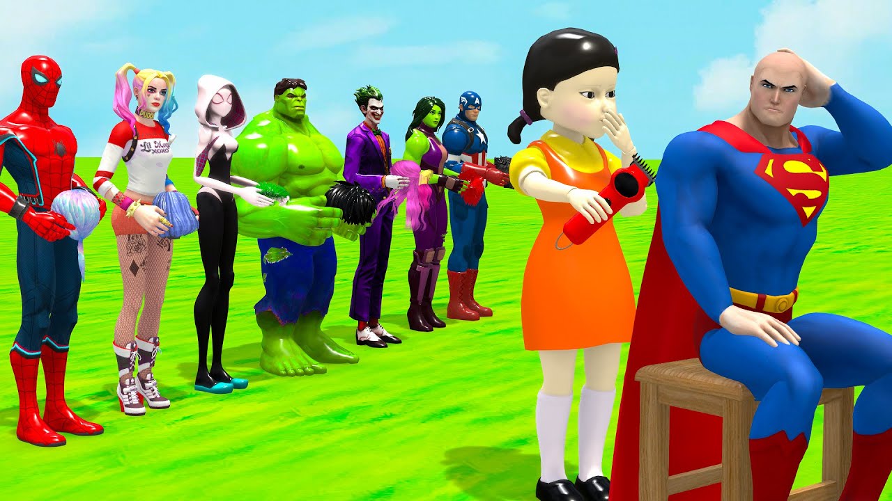 Super Hero 3d vs Squid Game Help Spider Man successfully rescue Squid Game Doll 5 Time Challenge