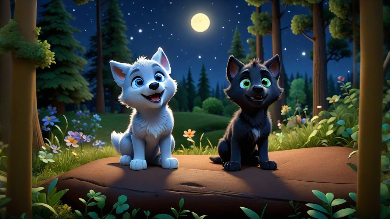Two Baby Wolves Howl at the Moon | Fun Animal Song for Kids | Nursery ...