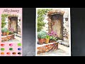 Landscape Watercolor - Alley Scenery (sketch & color name view, watercolor material) NAMIL ART