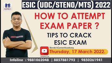ESIC UDC Exam 2022 | Section Wise Time Division | Which Section To Attempt First.