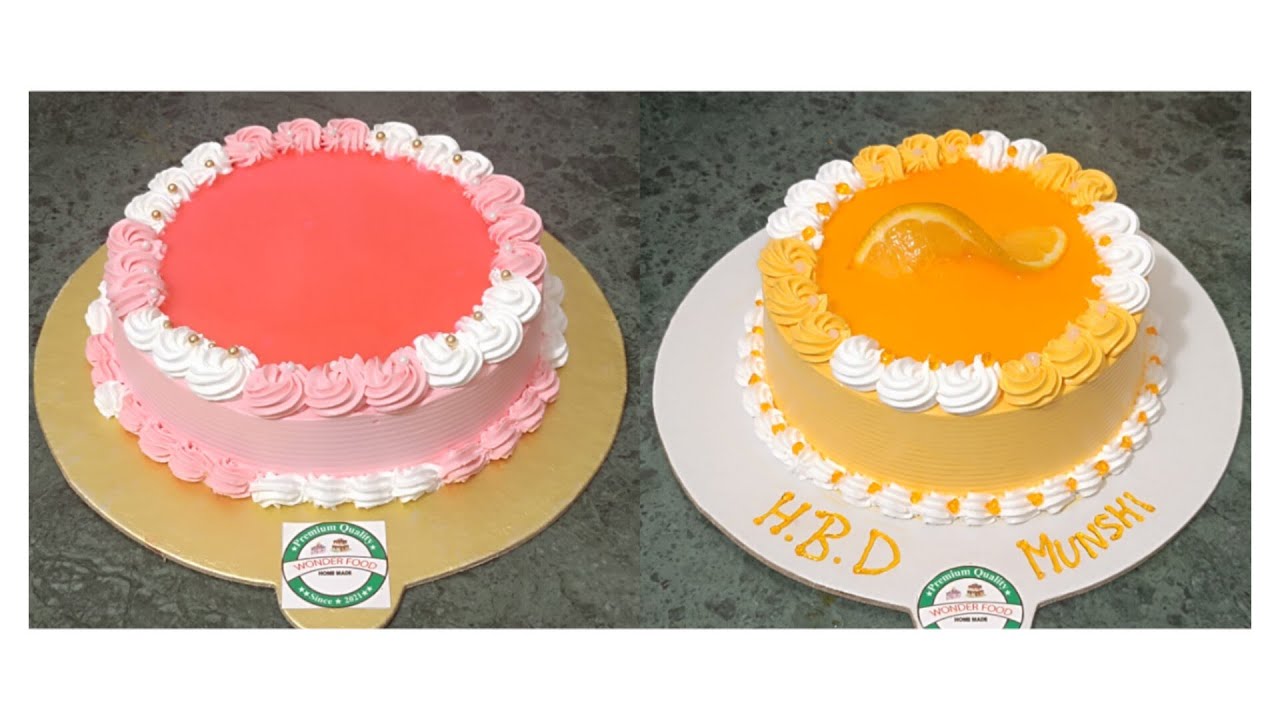 Orange & Strawberry cake decoration / easy regular design cake - YouTube