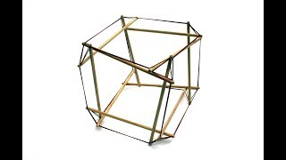 TensegriToy: Hexaeder (Würfel) aus 12 Stäben - building a tensegrity model - Buckminster Fuller