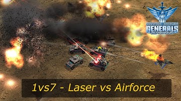[C&C Generals Zero Hour] - 1vs7 - Laser vs 7 Airforce - Hard Mode