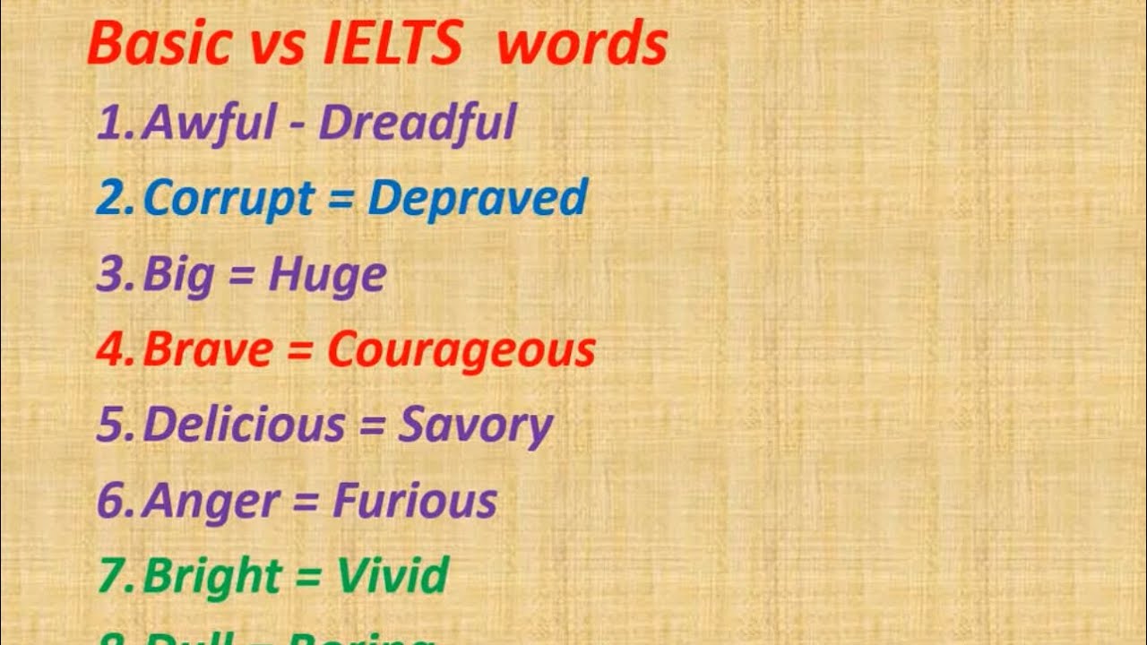 Basic vs IELTS Vocabulary - YouTube
