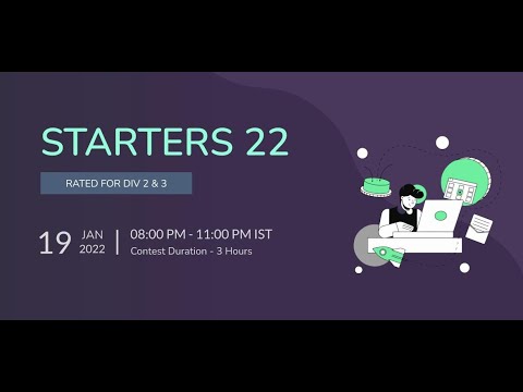 Starters 22 codechef|| Video solutions|| January Starters 2022